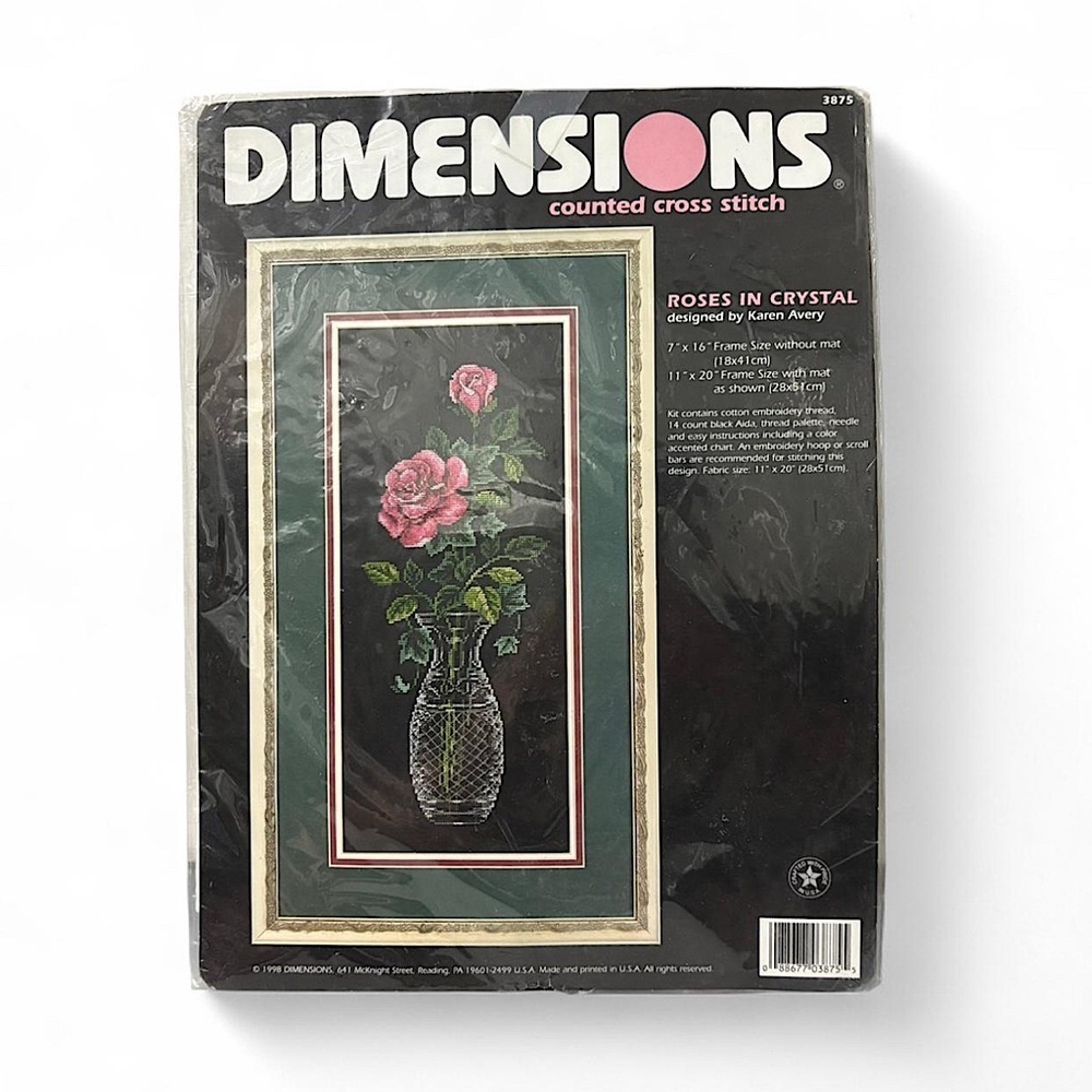 VTG Dimensions Counted Cross Stitch Roses In Crystal Kit Sealed